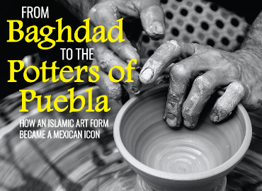 From Baghdad to the Potters of Puebla: How an Islamic Art Form Became a Mexican Icon. Black and white closeup of potter&amp;#039;s hands shaping clay in a potters wheel.